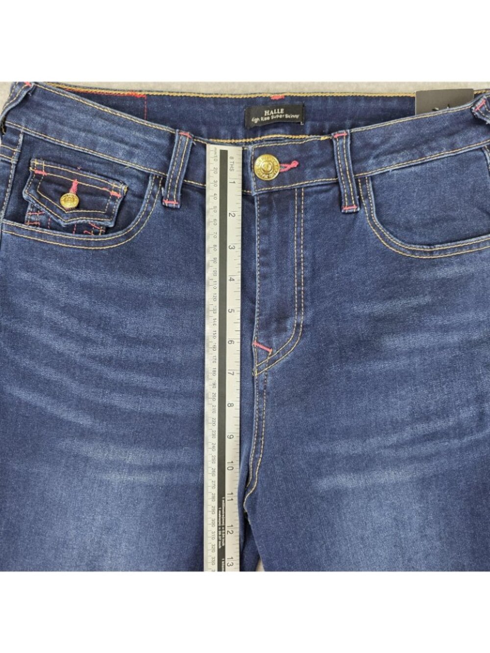 True Religion Halle Jeans Womens 29 Dark Wash High Rise Skinny Flap NWT - Picture 10 of 12